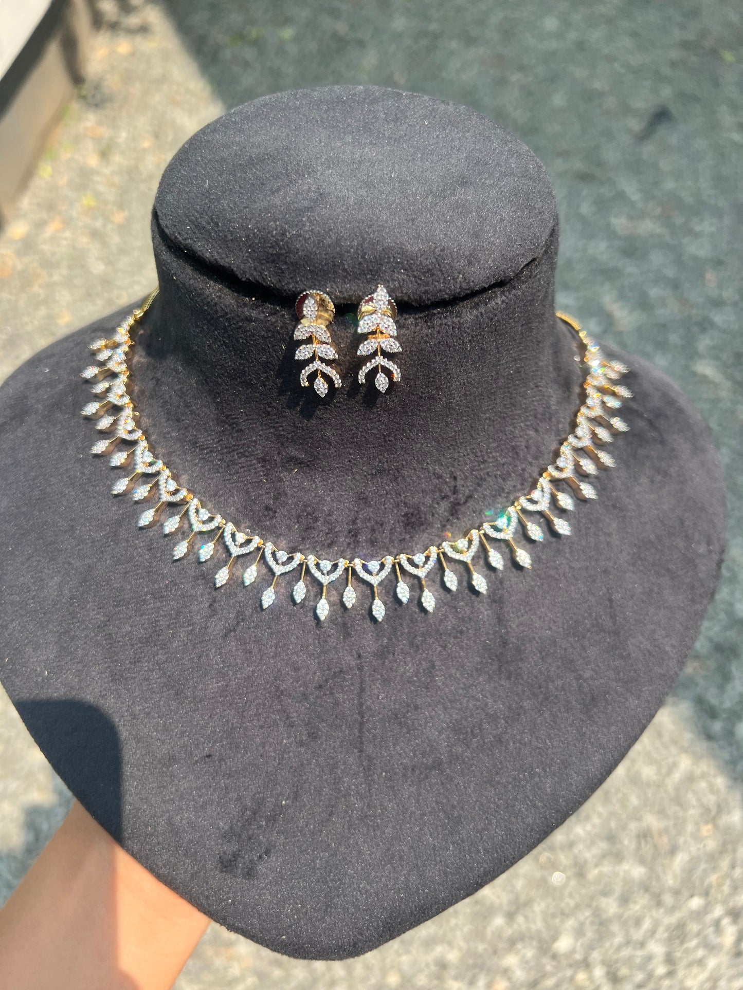 Premium diamond finish bridal necklace product code D142