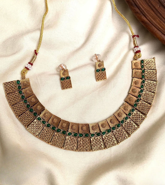 Premium matte finish antique gold budget friendly bridal necklace product code N200