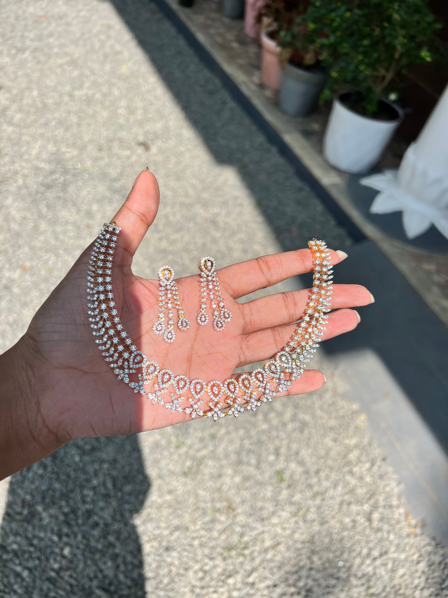 Premium diamond finish bridal necklace product code D28