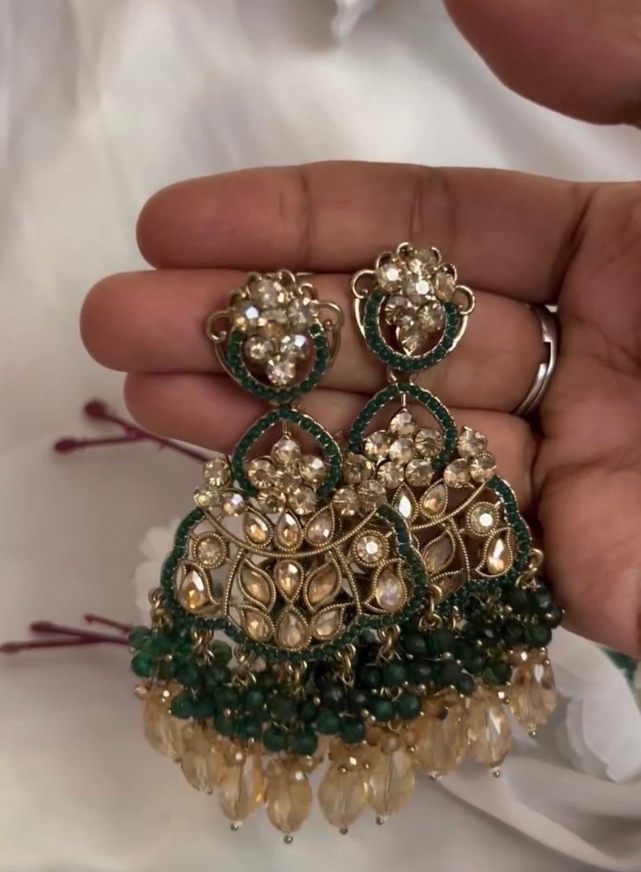 Big Kundan Chandbali earrings product code 41