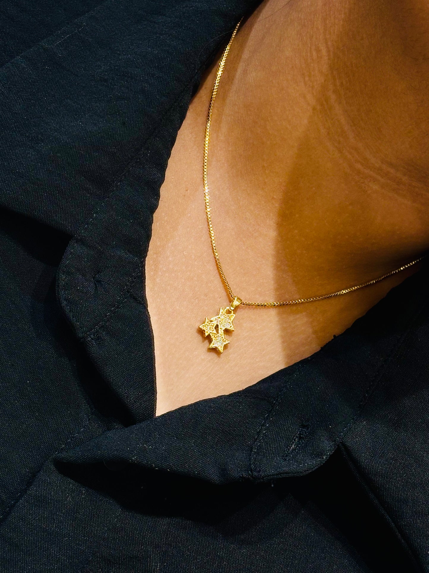 Premium beautiful simple gold plated box chain with cute pendant product code N345