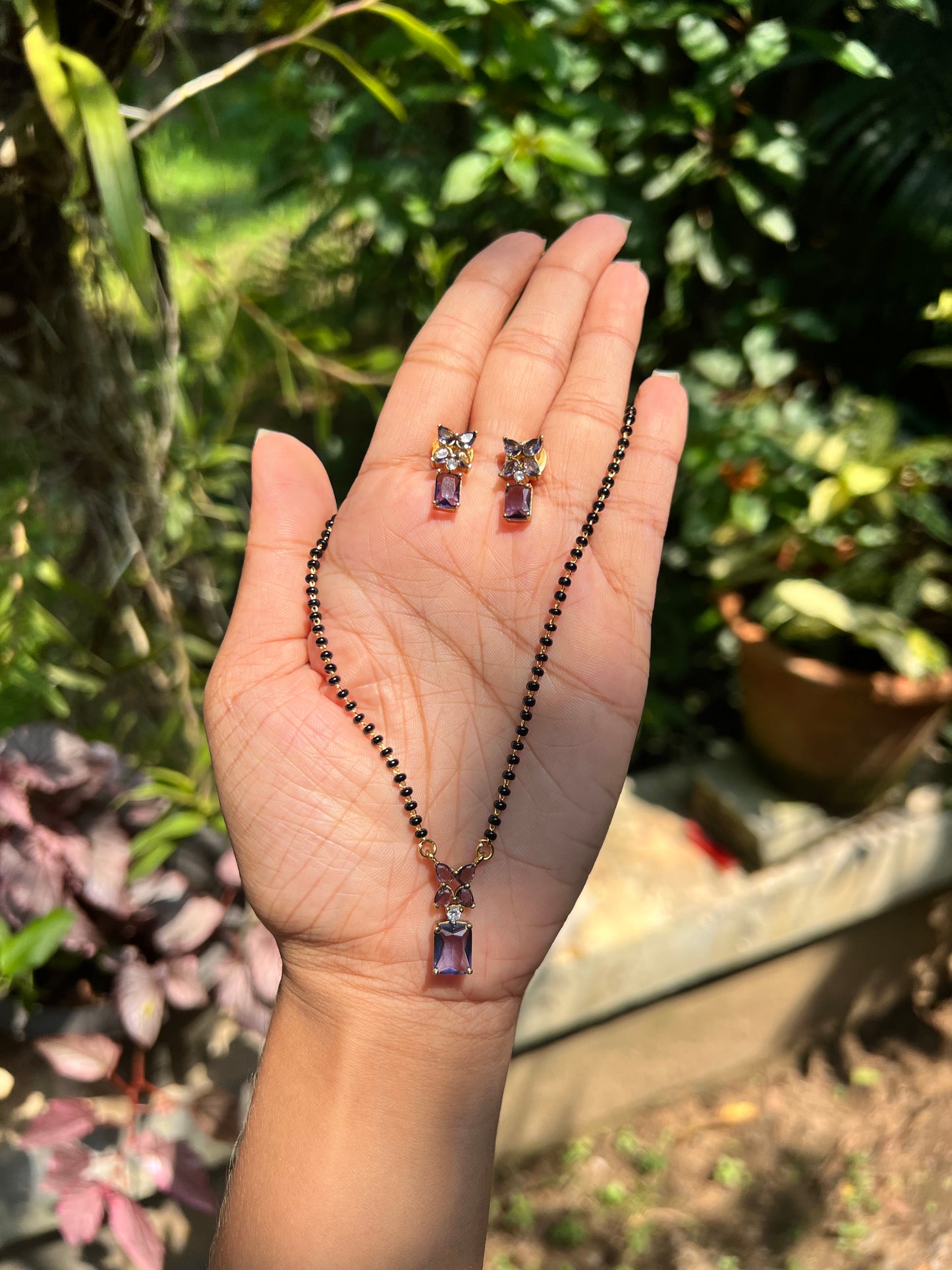 Premium simple mangalsutra with earrings product code 136