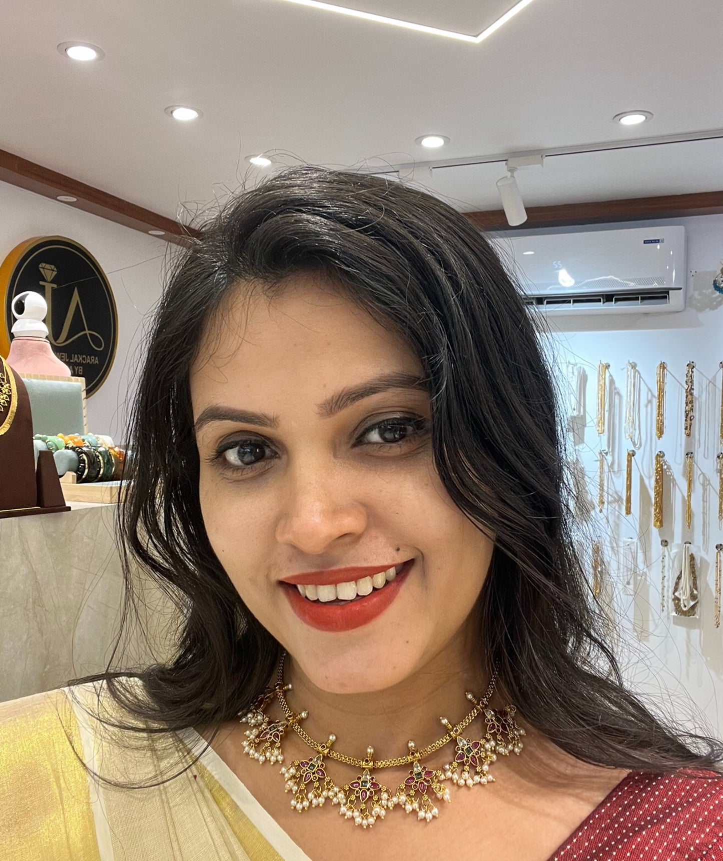 Premium quality non idol traditional kemp stone necklace set product code T20