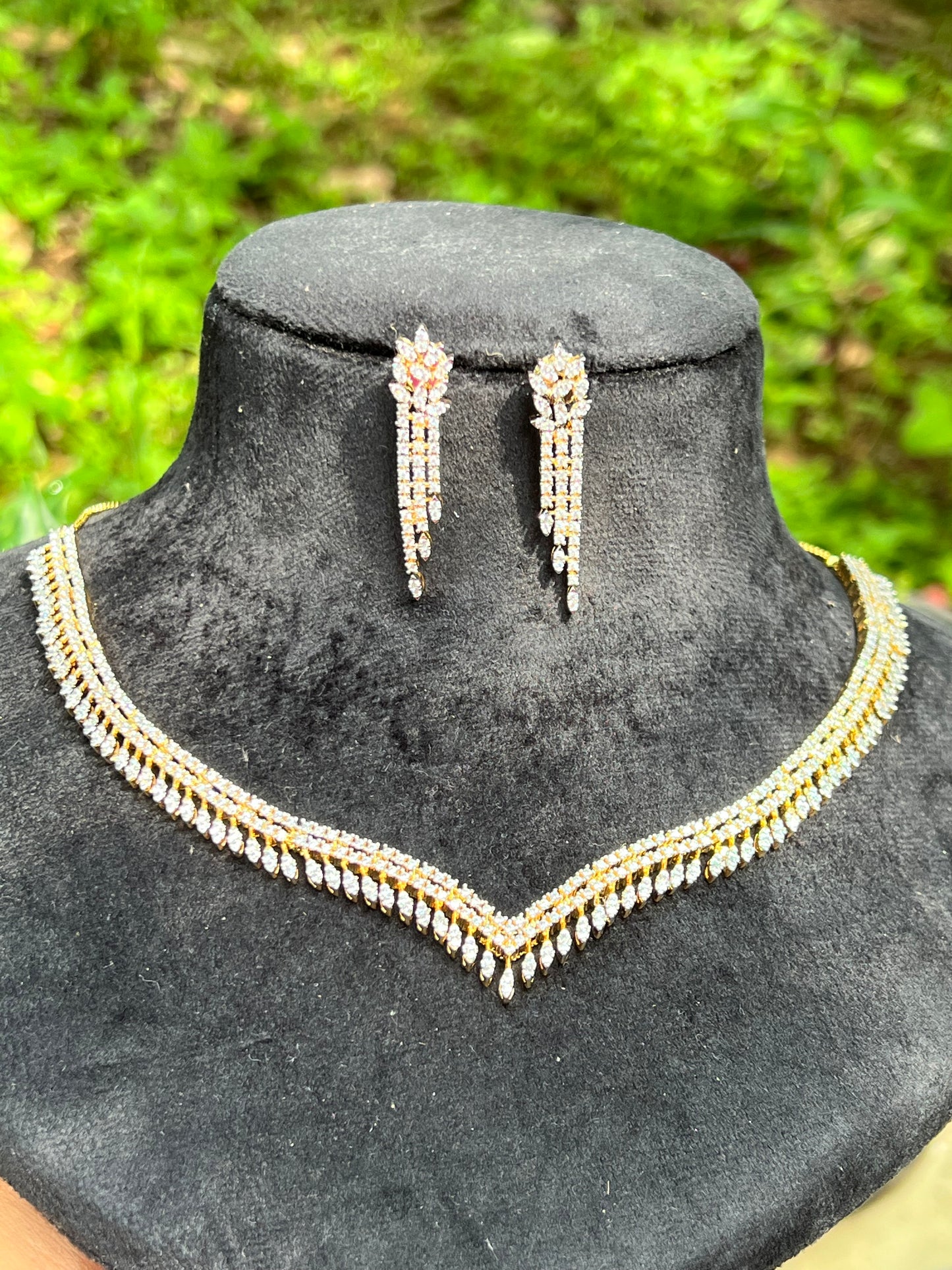 Premium daimond finish cubic zircon bridal necklace product code 56