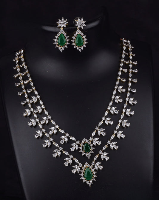 Premium diamond finish 2 layer ad necklace product code 813