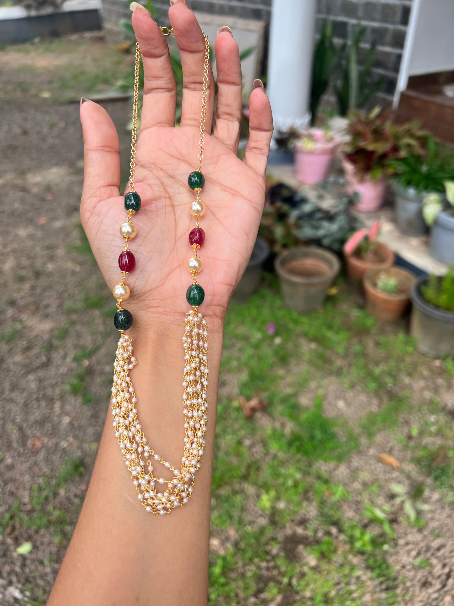 Premium quality layered pearl beads necklace product code 388