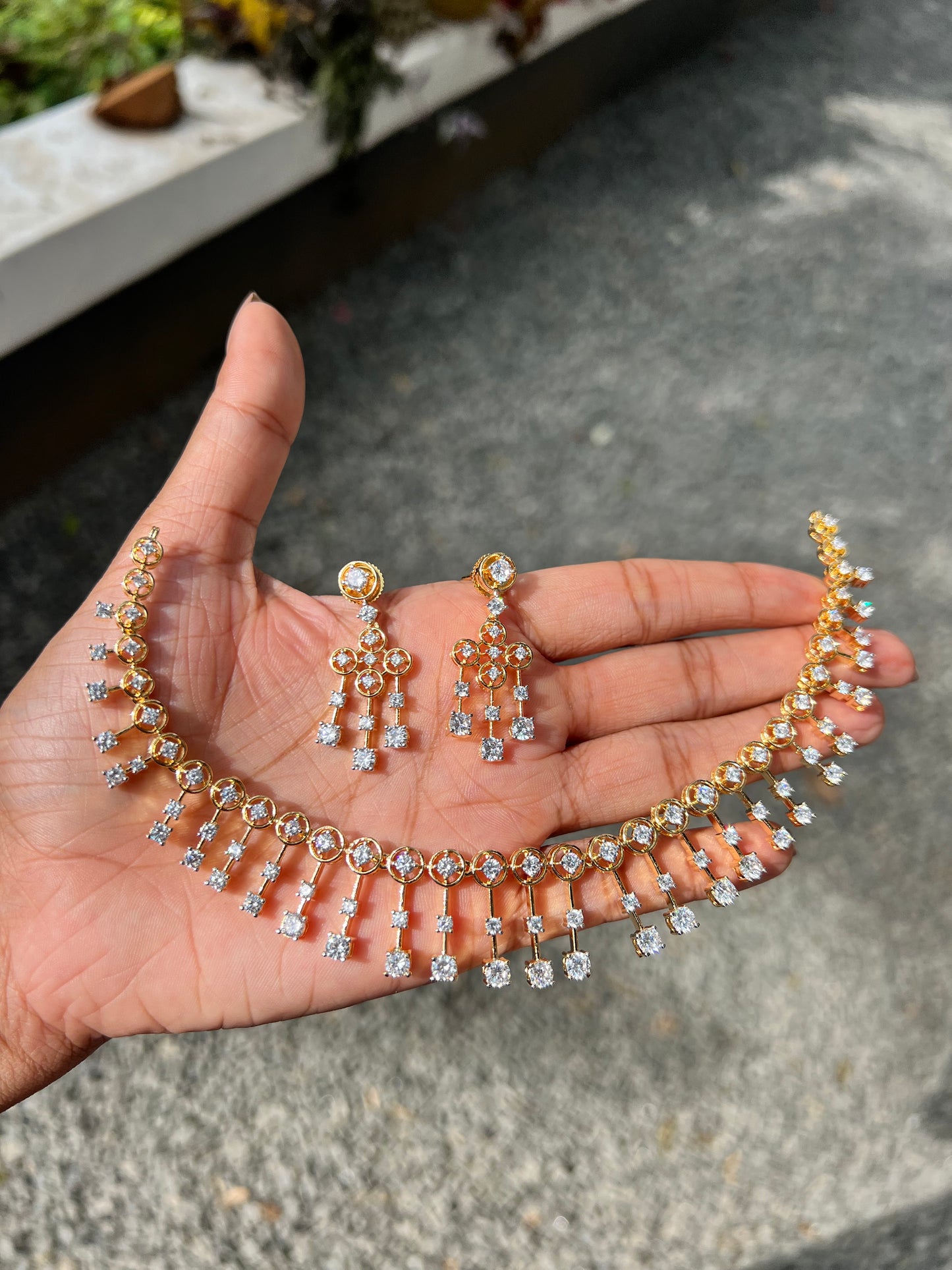 Premium diamond finish bridal necklace product code D34