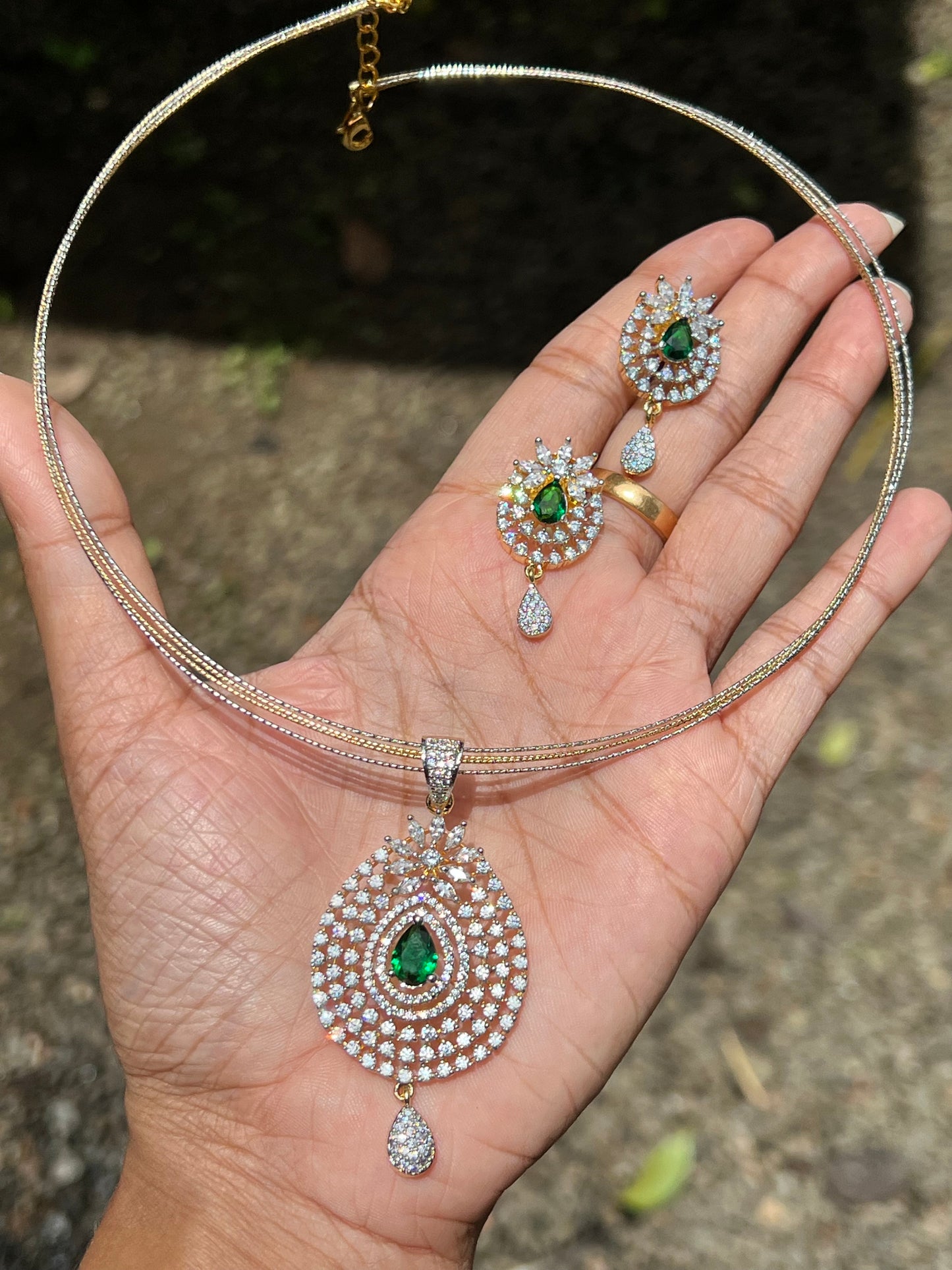 Premium daimond finish pendant chain set with Multi layer imported chain product code N60