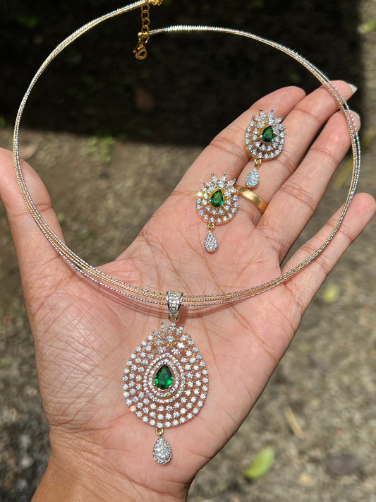 Premium daimond finish pendant chain set with Multi layer imported chain product code N60
