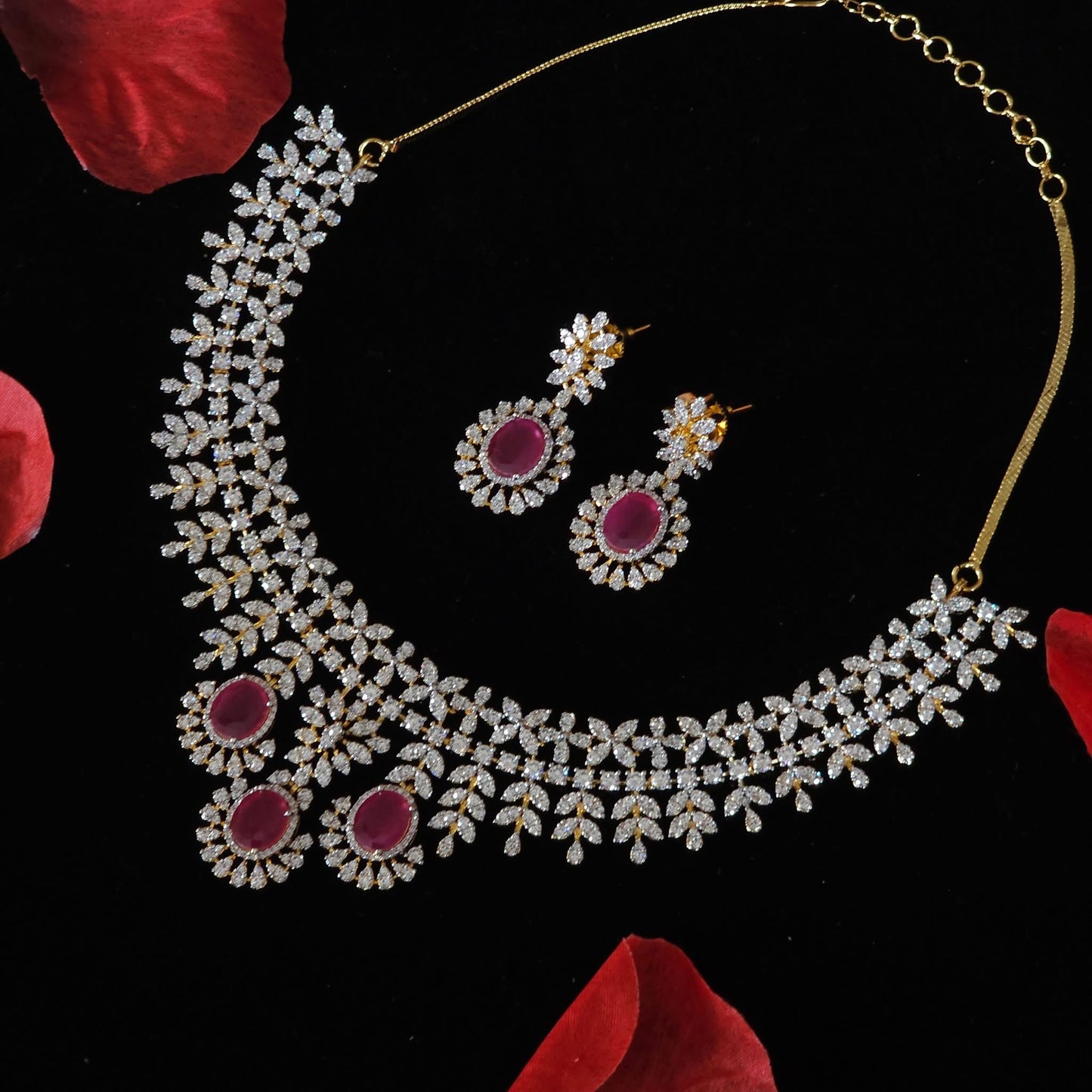 Premium daimond finish bridal necklace product code 19
