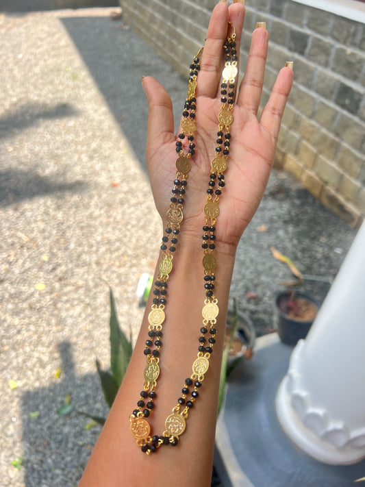 Premium gold plated karimani coin 2layer long chain