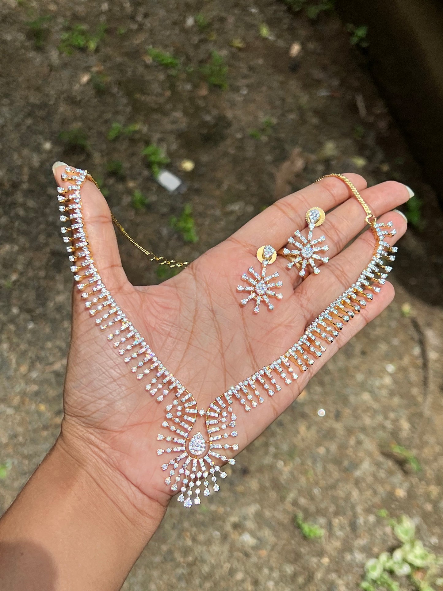 Premium diamond finish bridal necklace product code N75