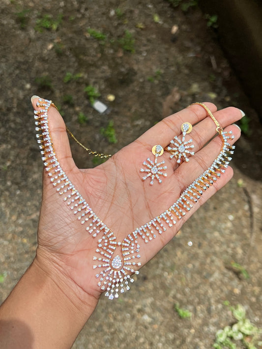 Premium diamond finish bridal necklace product code N75