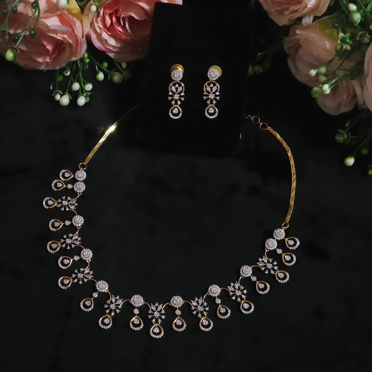 Premium diamond finish zircon stone signature necklace product code 75