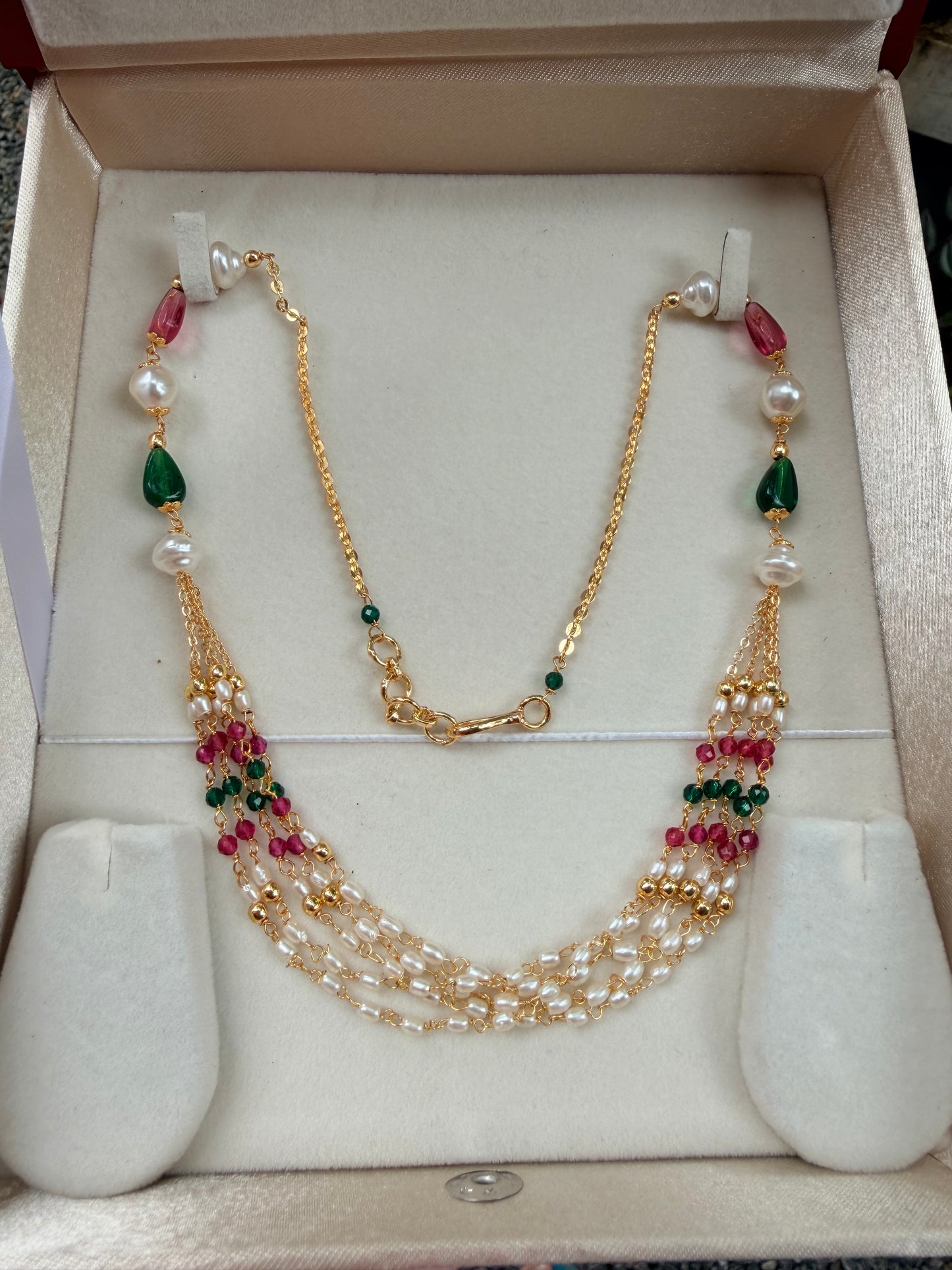 Premium gold plated pearl layer necklace product code P161