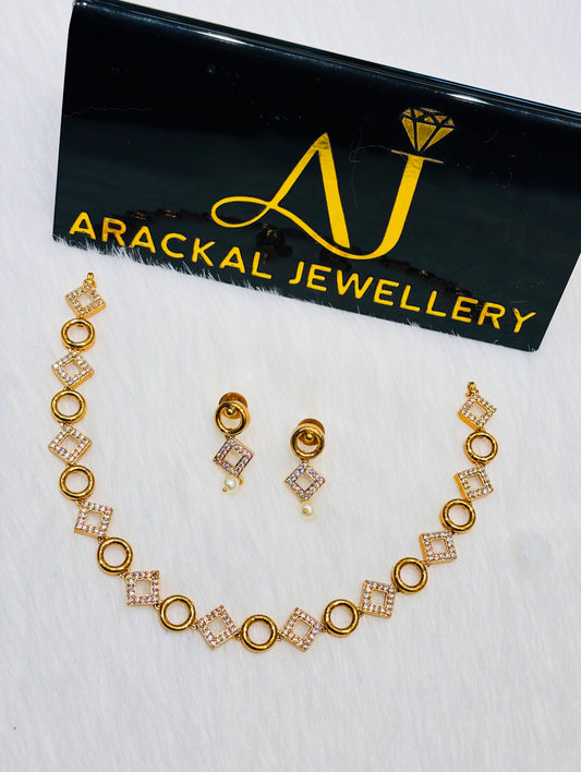 Premium quality ad square round shape necklace set product code N309