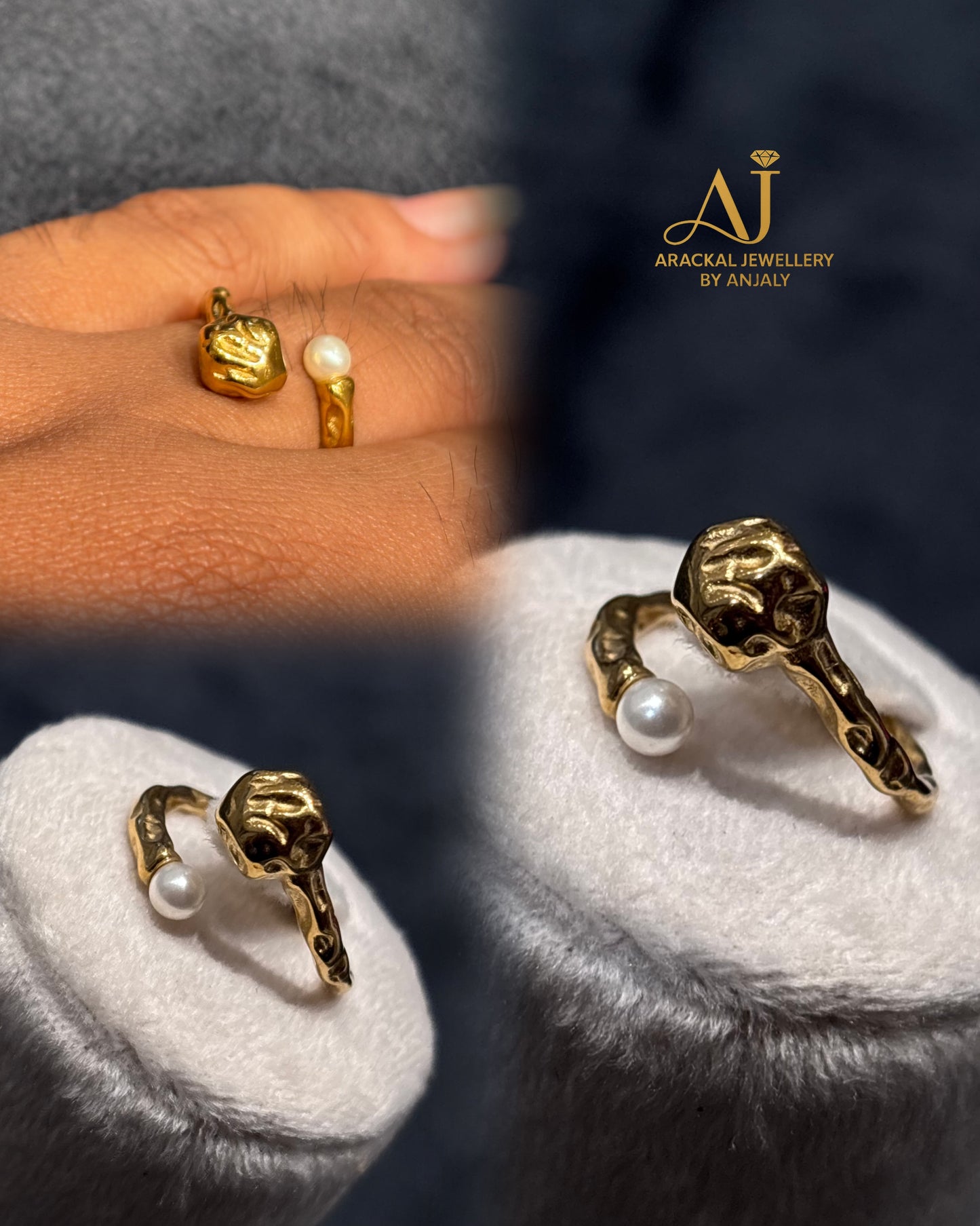 18k gold plated Anti tarnish pearl stone ring product code R10