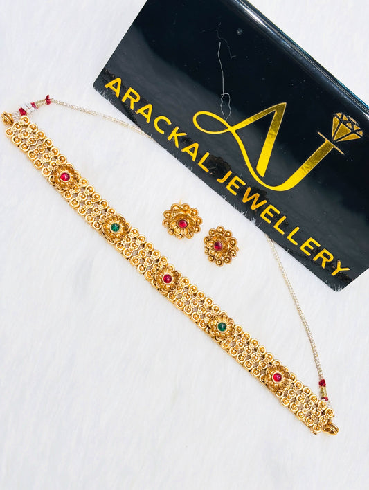 Premium Matt finish floral pattern choker set product code N275