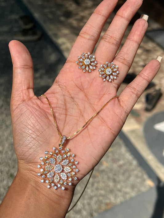Premium diamond finish twotone finish pendant chain set product code D92