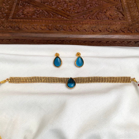 Premium elegant teardrop stone choker set product code T129