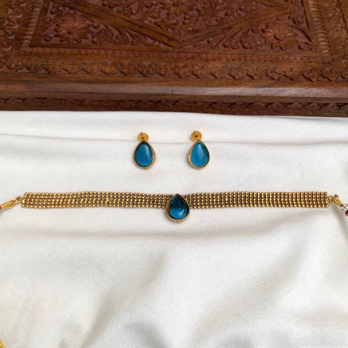 Premium elegant teardrop stone choker set product code T129