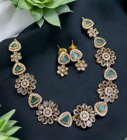 Best seller ad jadau Kundan floral necklace product code 655