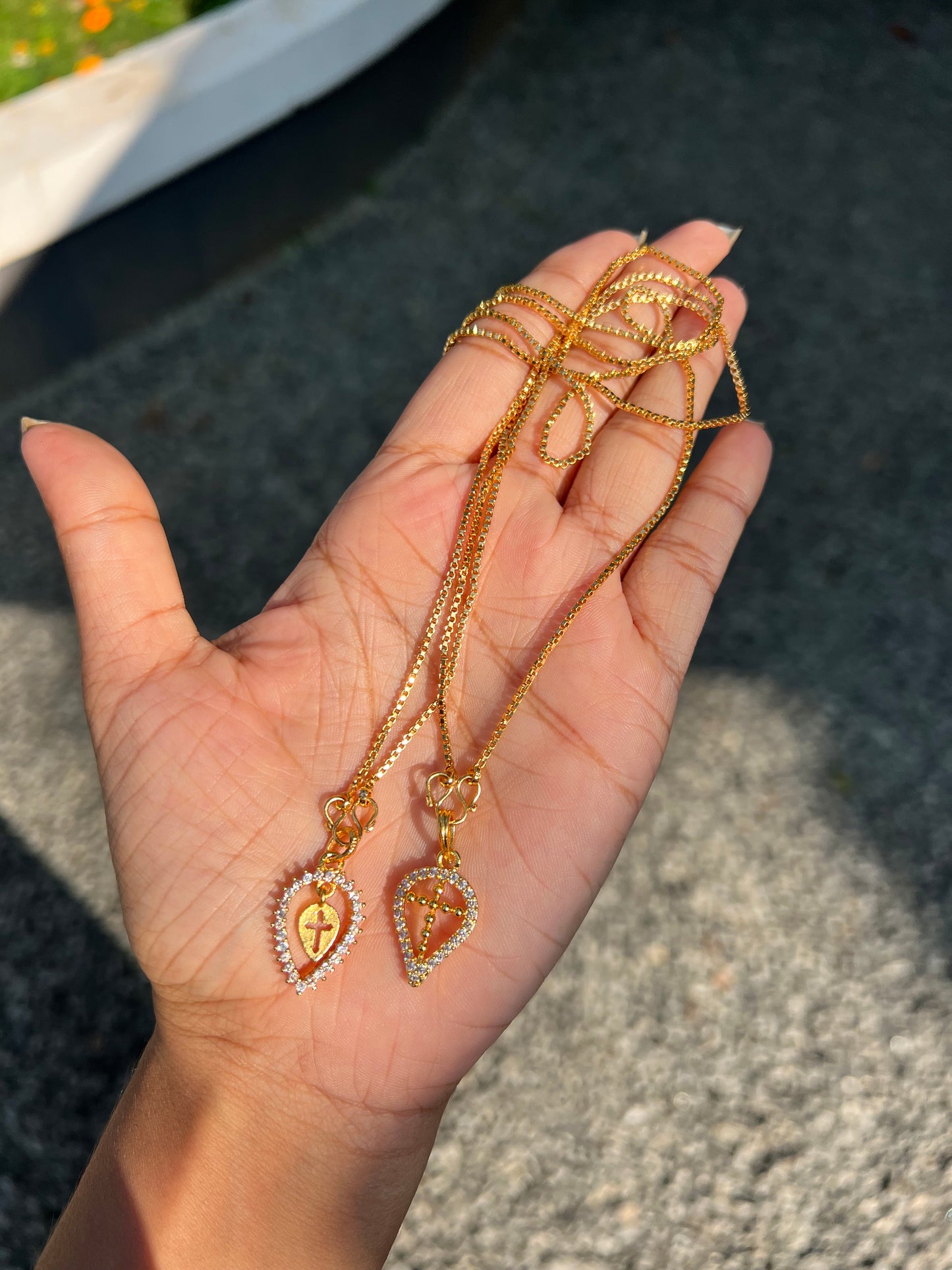 Premium gold plated christian cross thali 6pidi chain (18inch)product code Thali04