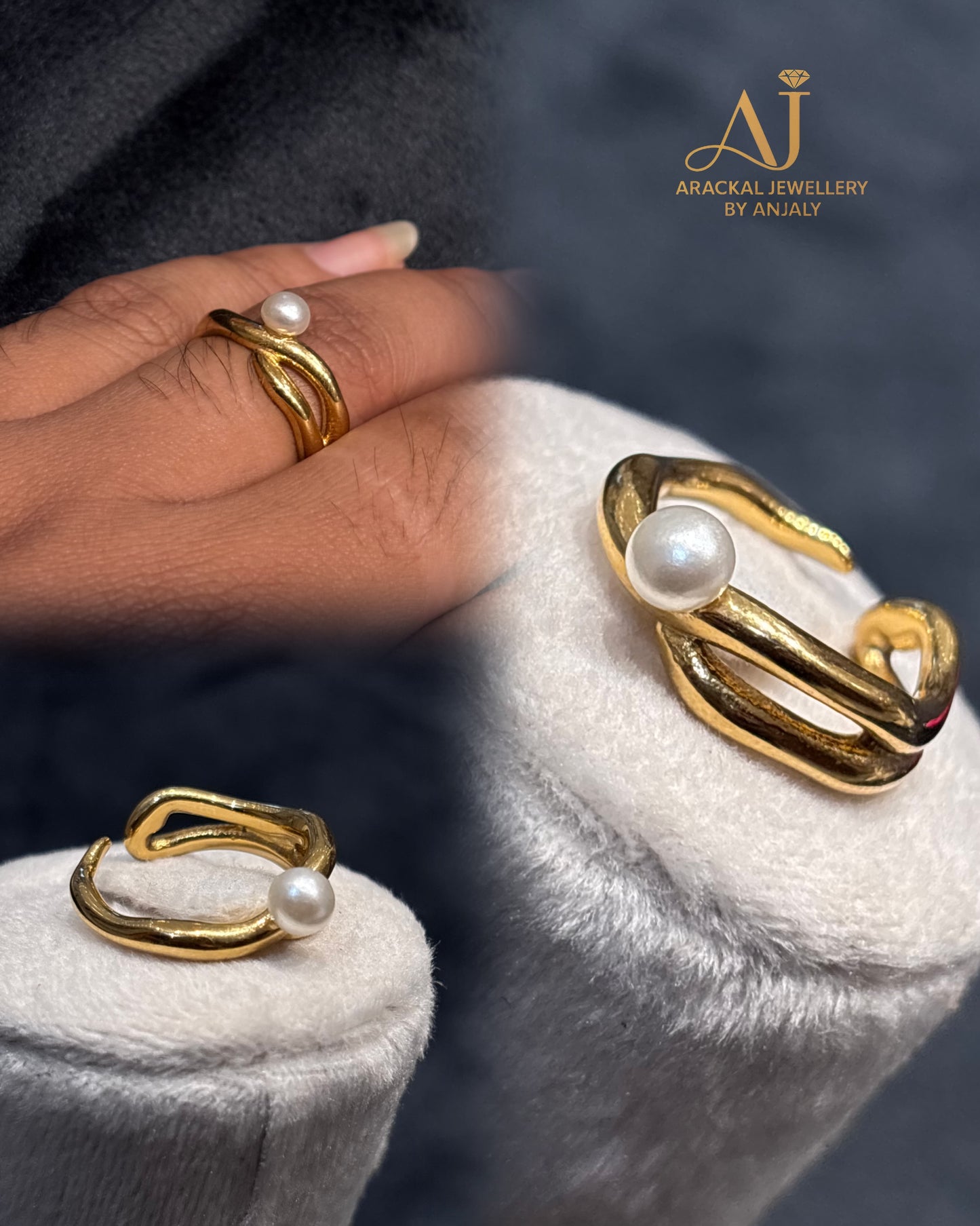 18k gold plated Anti tarnish pearl stone ring product code R10