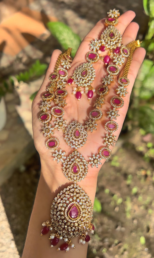 Most trending bridal multilayer ad ruby stone haram