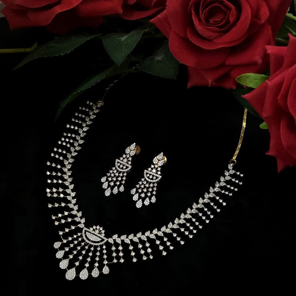 Premium diamond finish bridal necklace product code 14