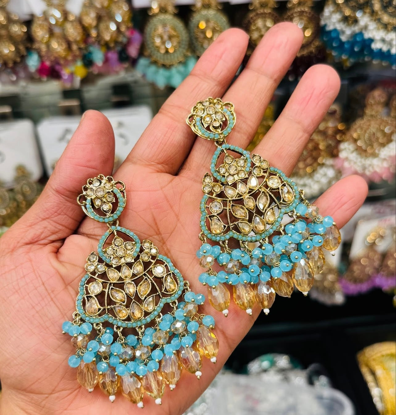 Big Kundan Chandbali earrings product code 41