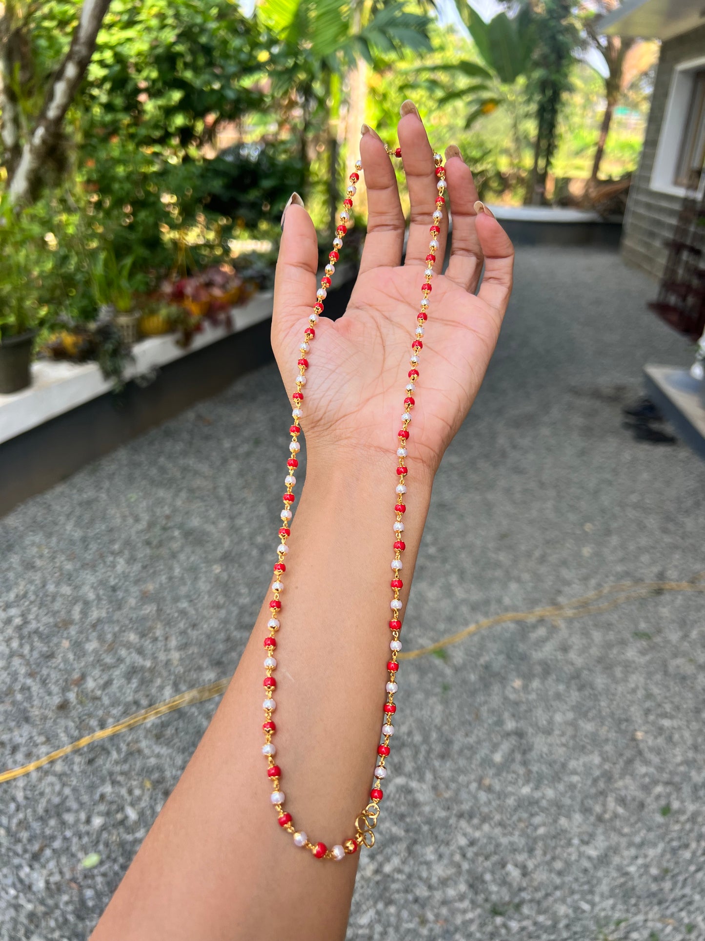 Premium daily wear gold plated pearl 8pidi (24inch )chains product code G20
