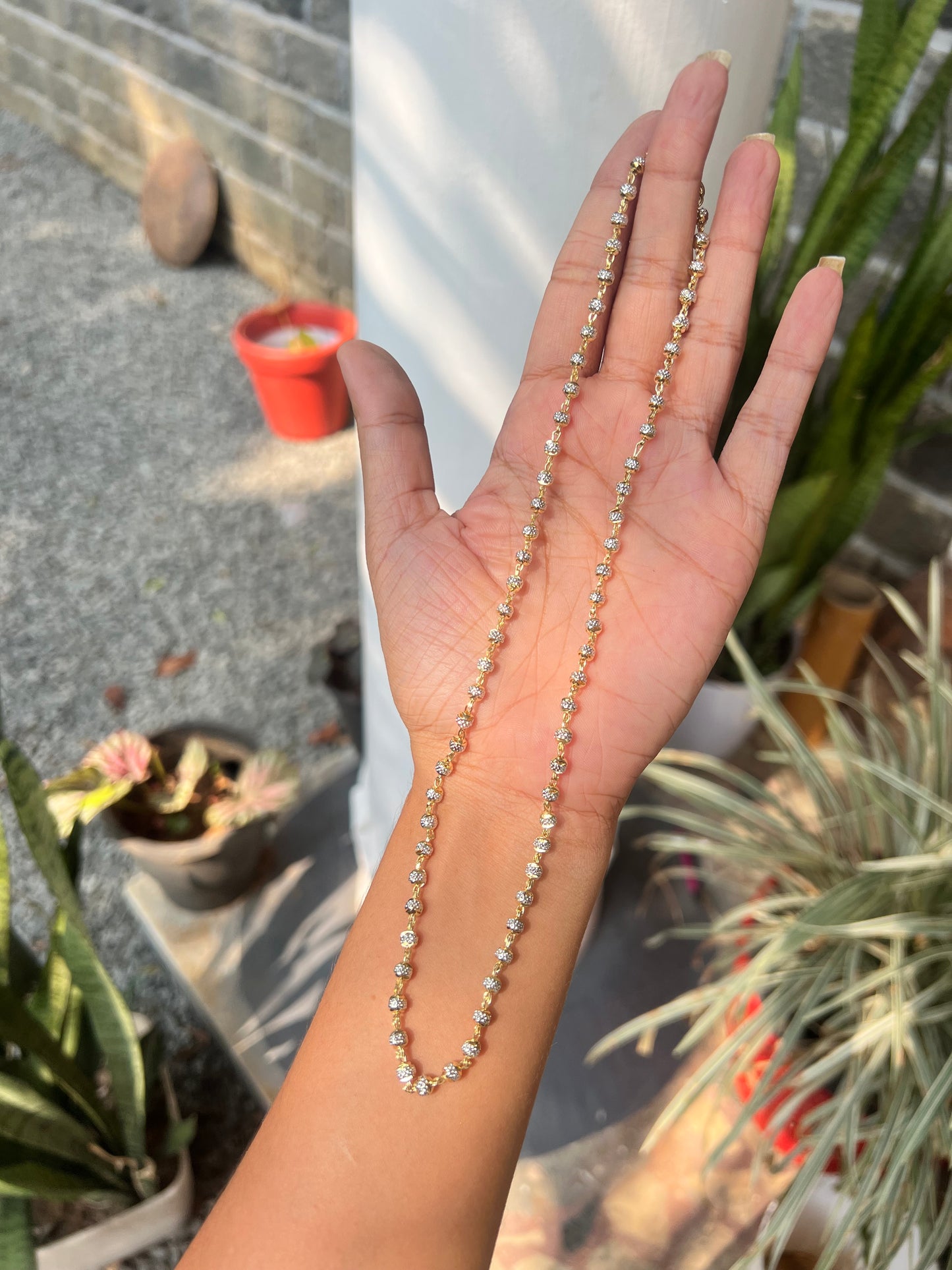 Premium twotone ball gold plated chain 6pidi