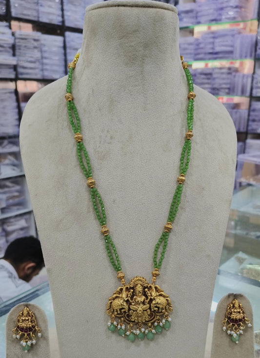 Trending green bead’s Lakshmi haram