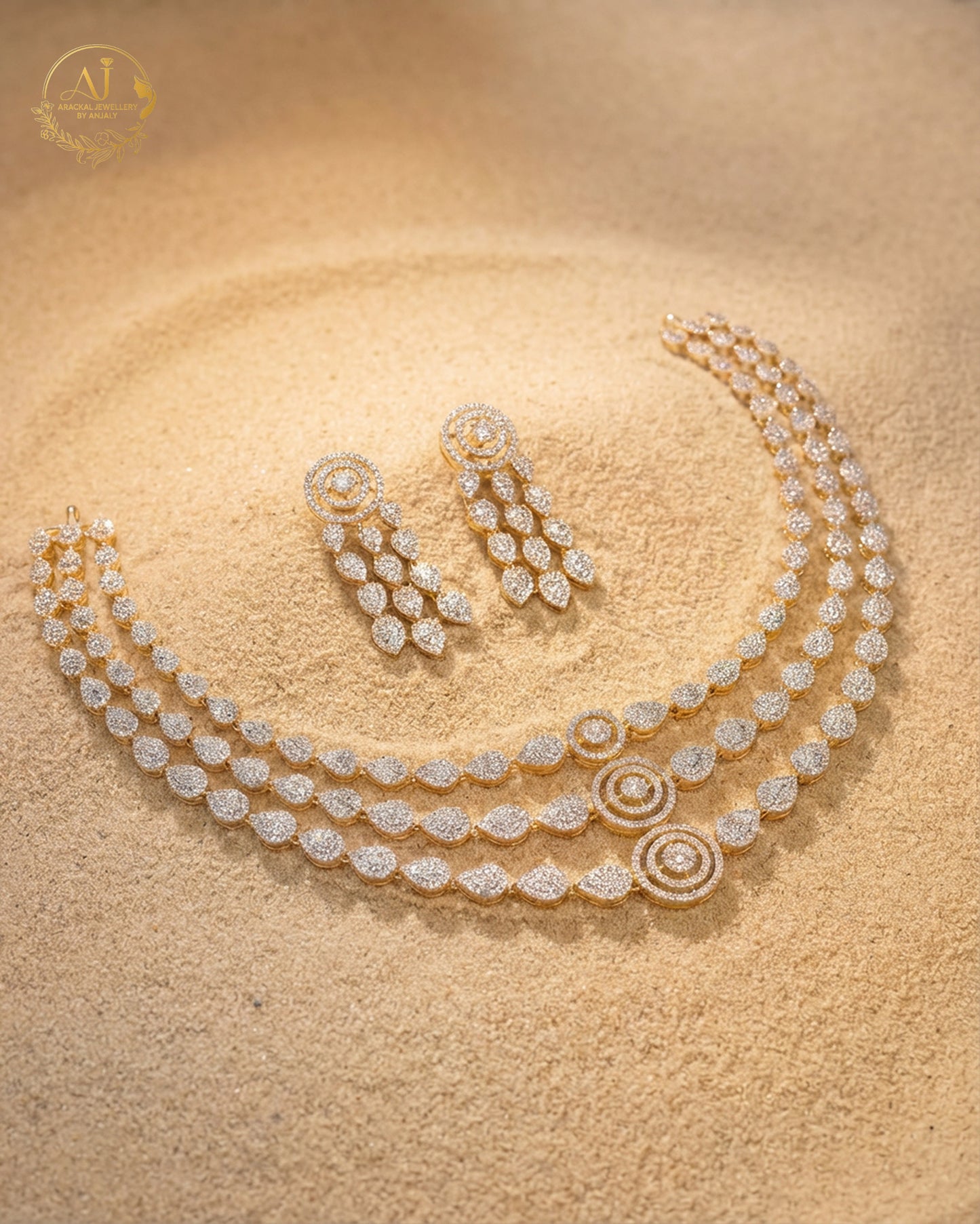 Premium daimond finish 3layerbridal necklace product code 17