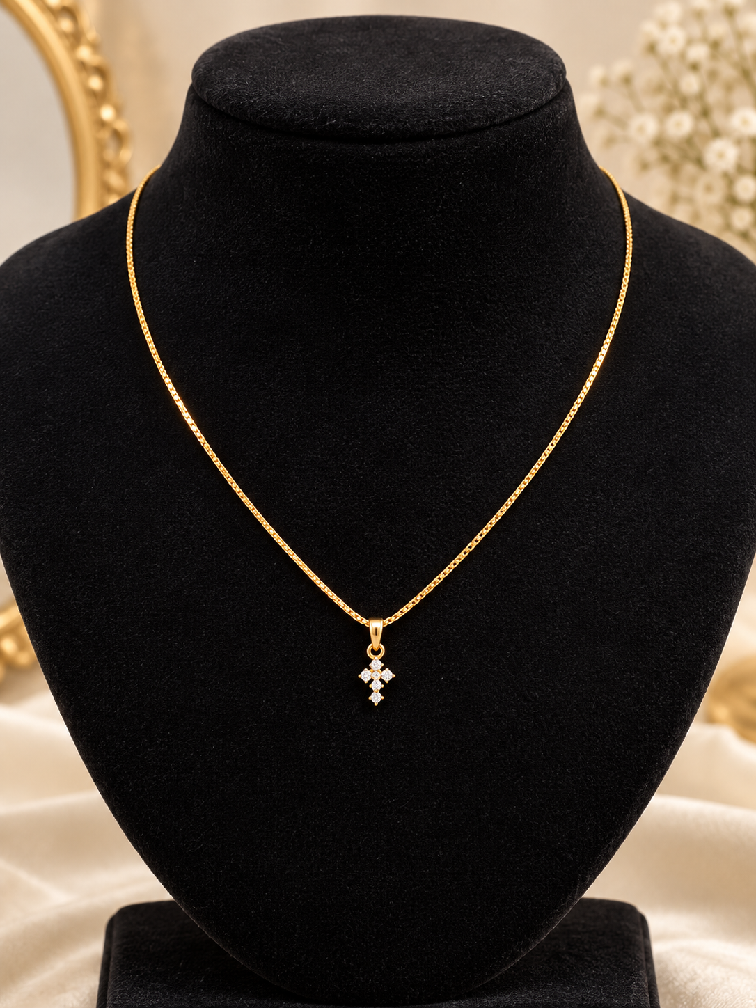 Premium gold plated daily wear ad cross pennant with chain product code G161