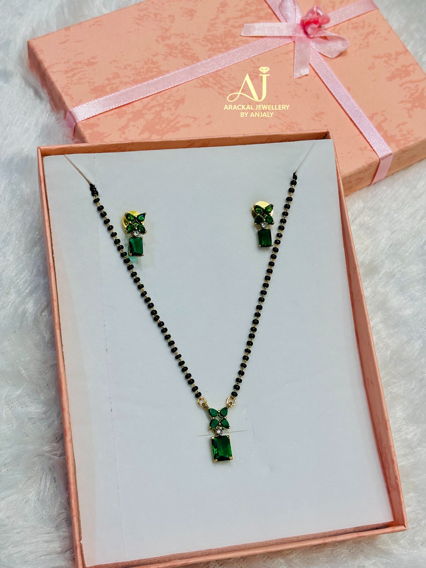 Premium simple mangalsutra with earrings product code 136