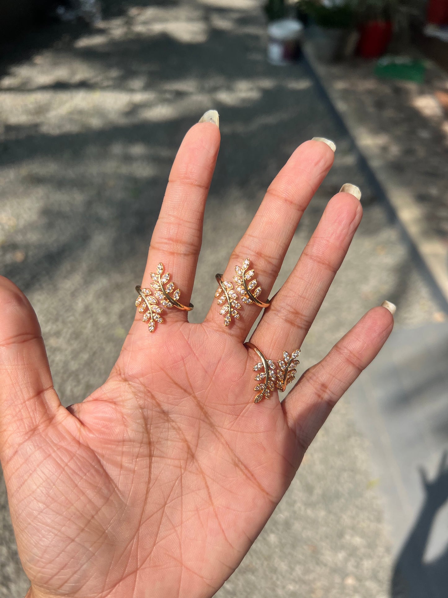 Premium gold plated leaf rings product code R23