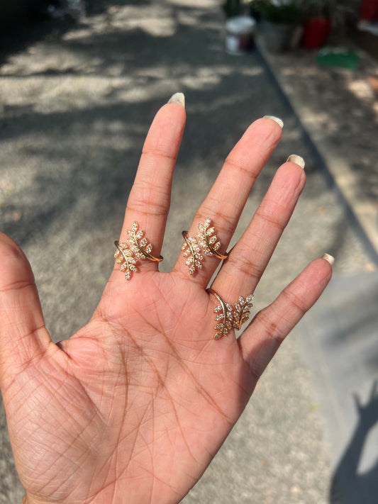 Premium gold plated leaf rings product code R23