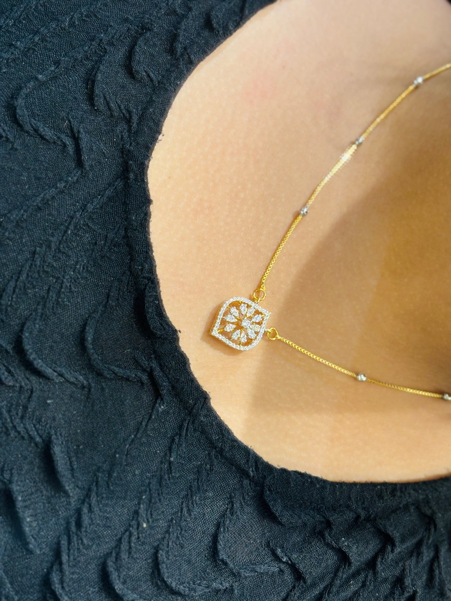 Premium daimond replica pendant set with chain product code N388