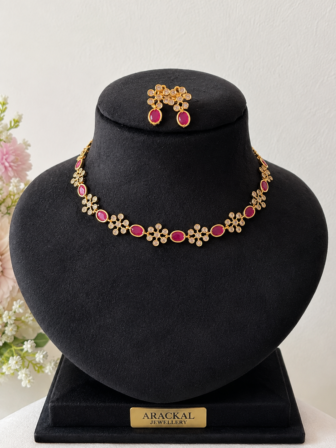 Premium quality ad gold plated floral necklace set product code G137