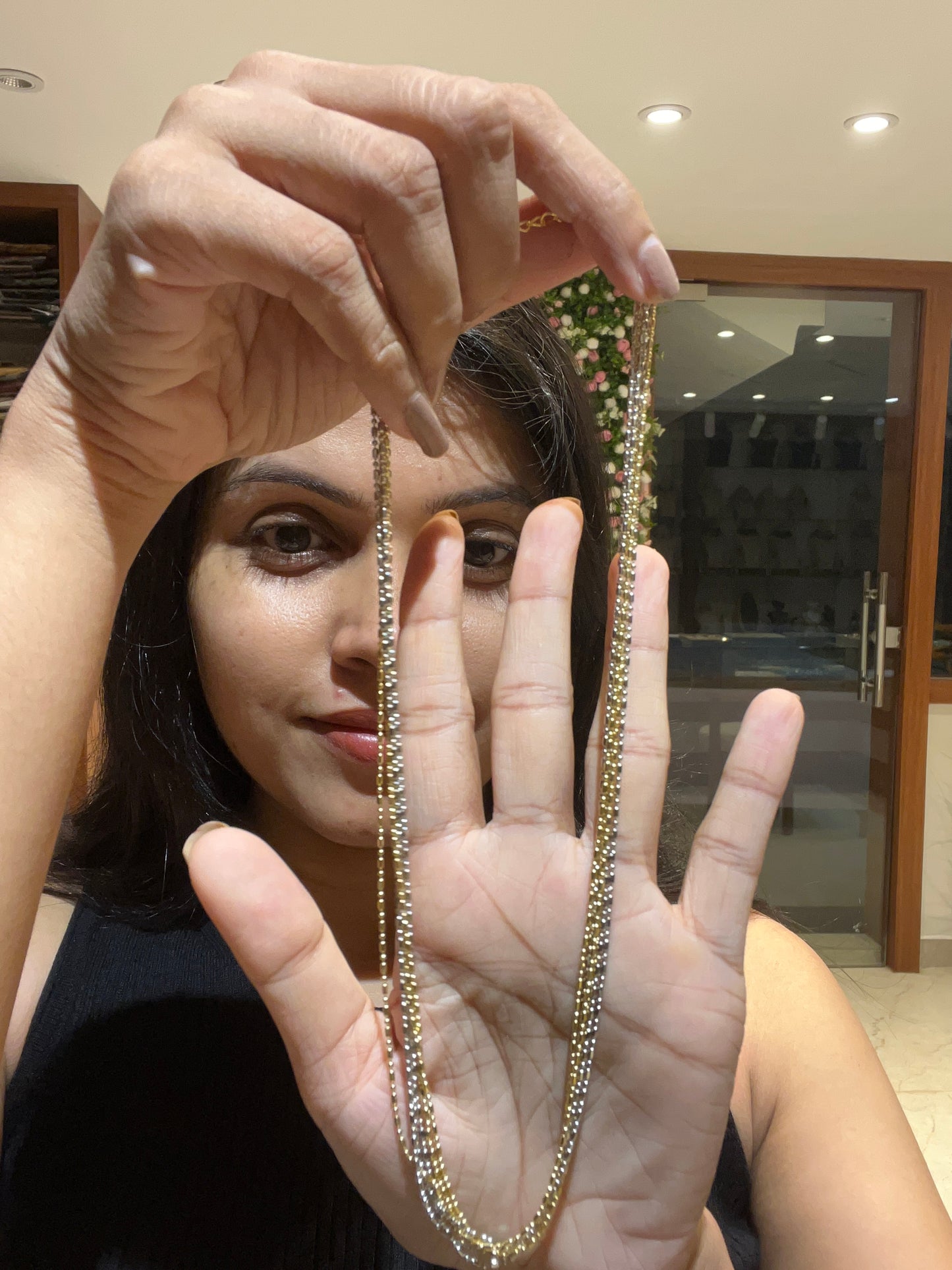 Premium white gold and gold plated layer chains product code G50