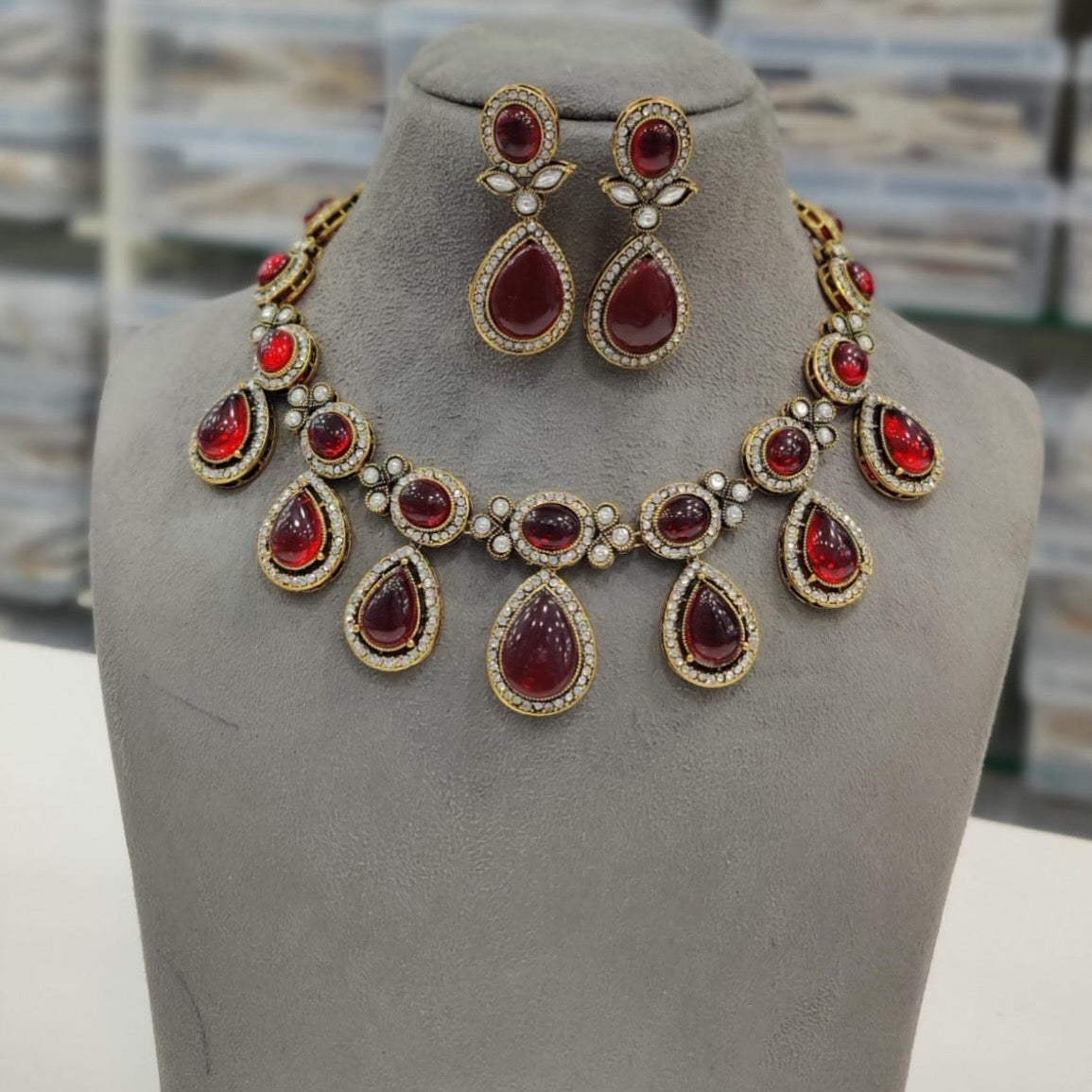Stylish polki Kundan necklace product code 982
