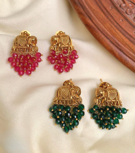 Premium elephant with pearls pattern earings product code E01