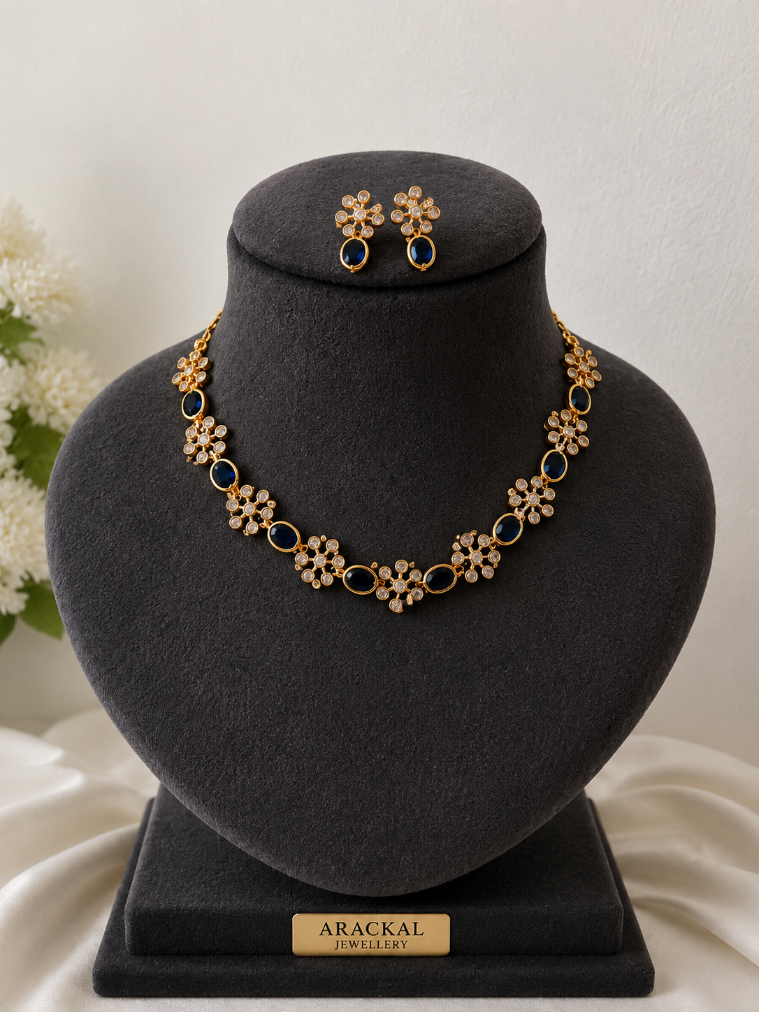 Premium quality ad gold plated floral necklace set product code G137