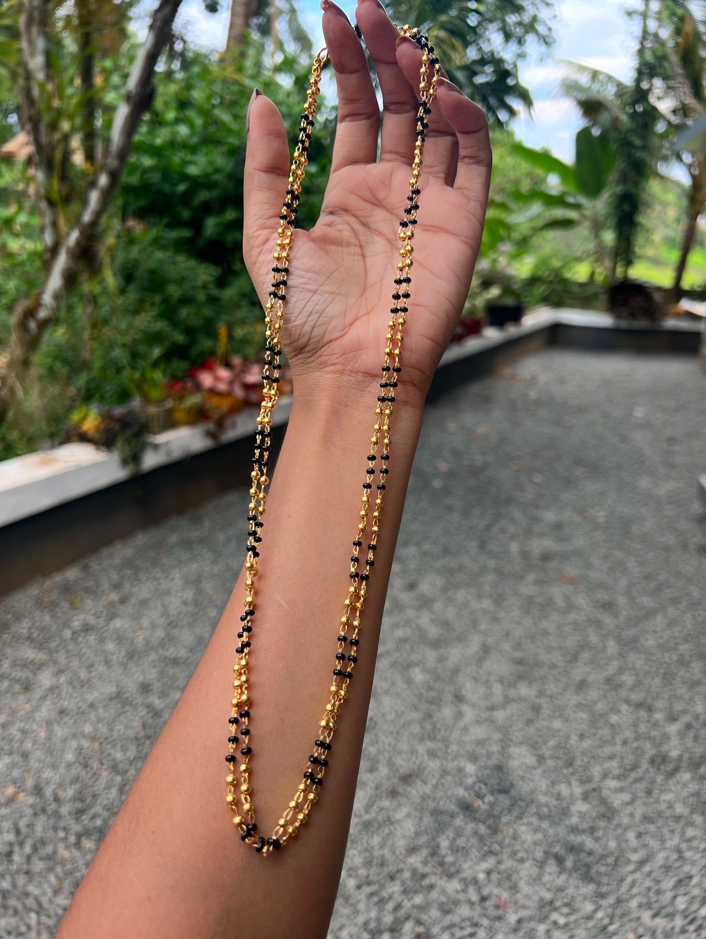 Trending 2layer long black beads haram product code P20