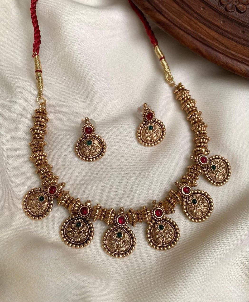 Premium quality actress sai Pallavi inspired antique gold necklace product code N202