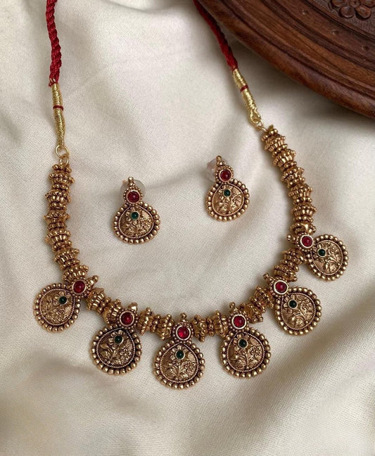 Premium quality actress sai Pallavi inspired antique gold necklace product code N202