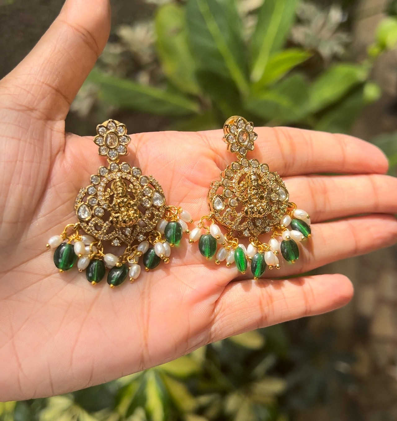 Lakshmi ad Kundan stone earrings