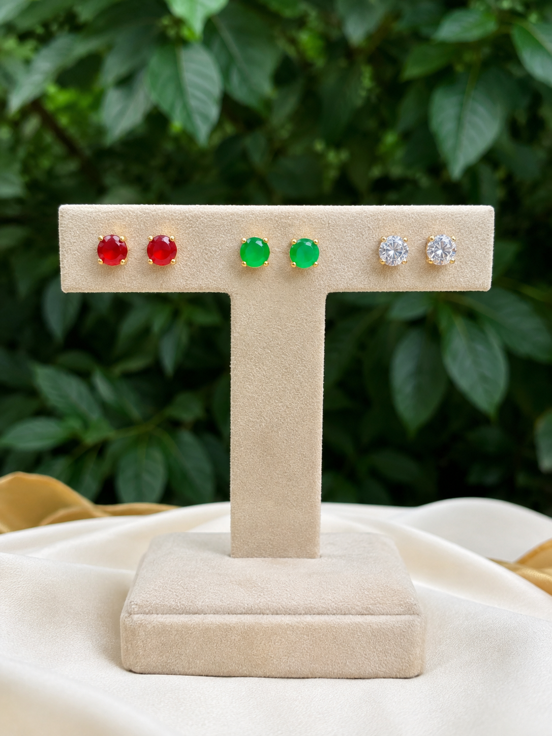 Premium gold plated daily wear studs with back screw product code E228